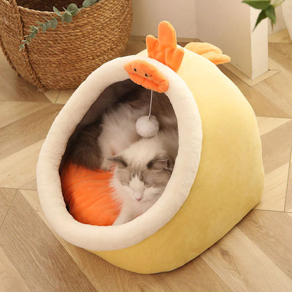 Sweet Cat Bed Warm Pet Basket Cozy Kitten Lounger Cushion Cat House Tent Very Soft Small Dog Mat Bag for Washable Cave Cats Beds